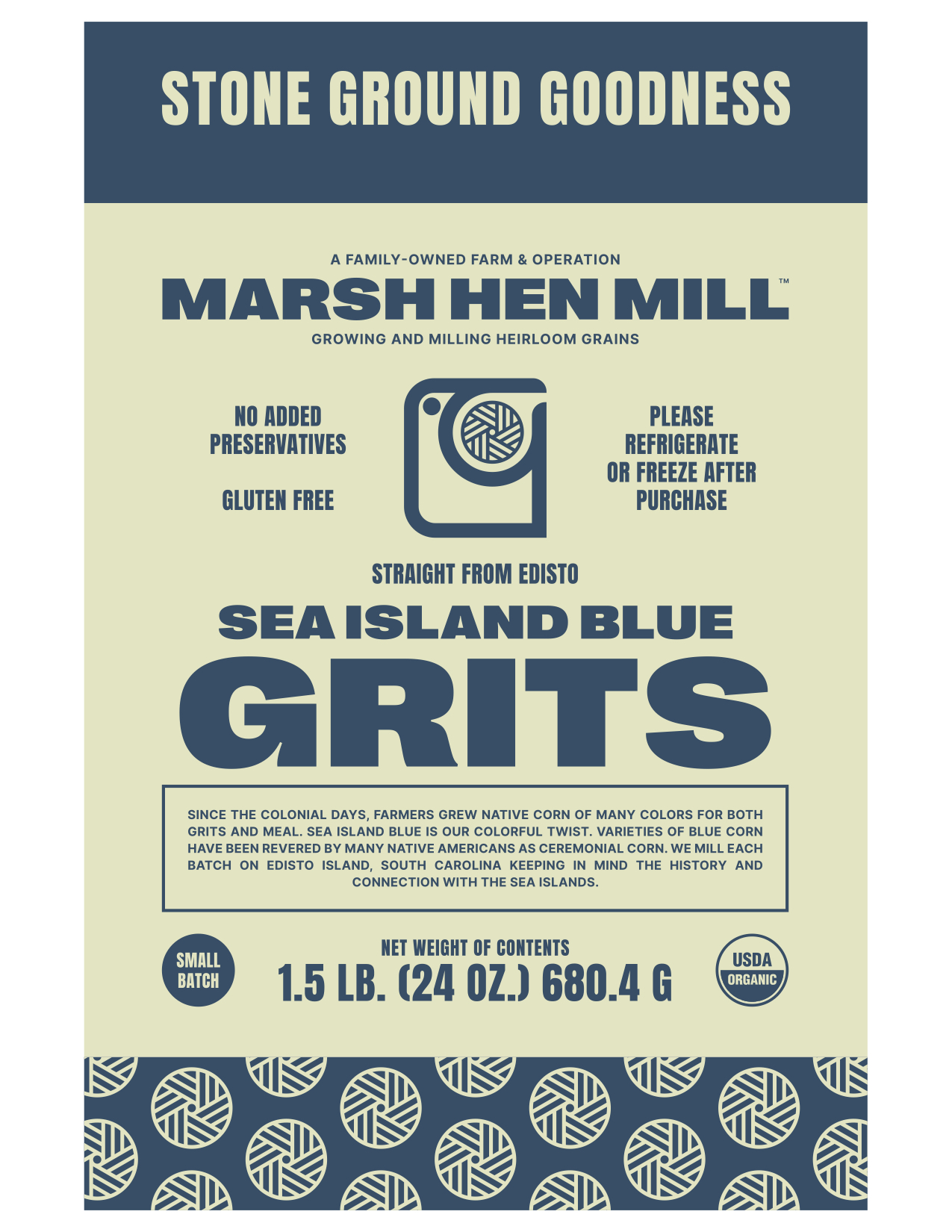 Sea Island Blue Grits Label 1 - Local Life