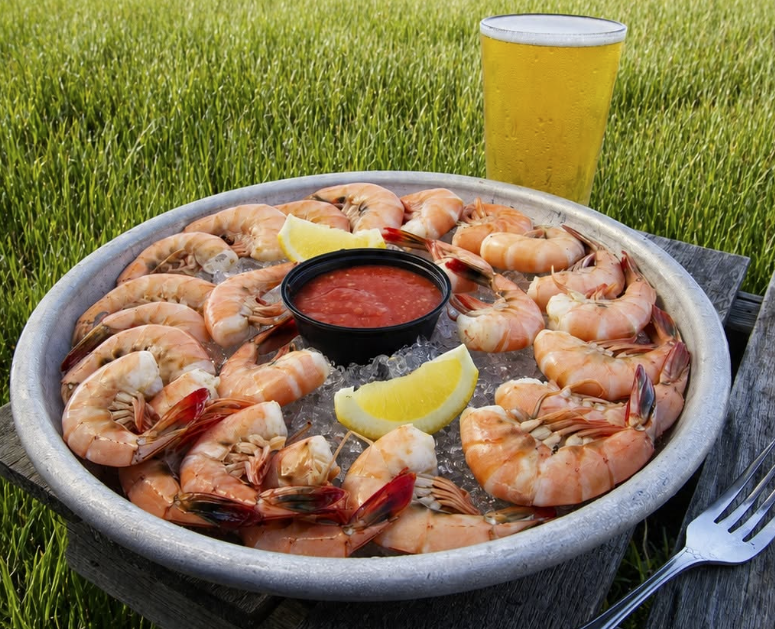 Skull Creek Dockside, local peel-and-eat shrimp