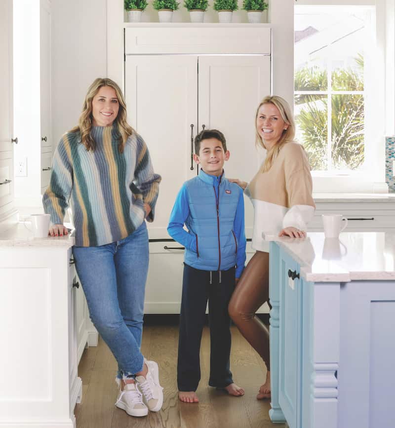 Clothing models in kitchen