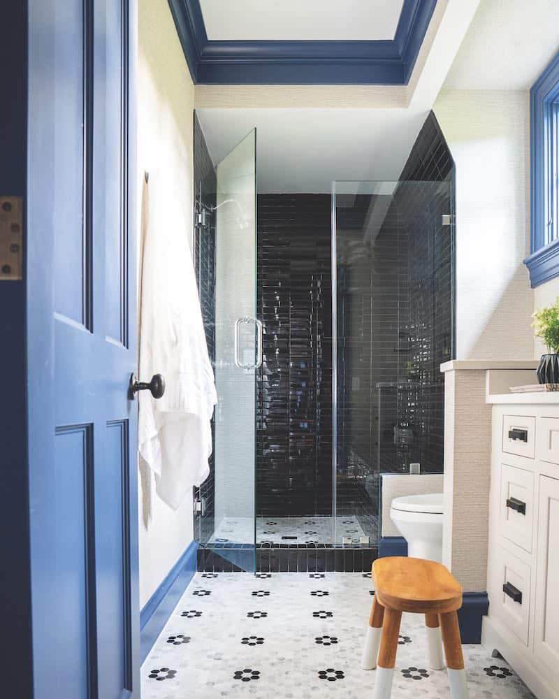 Bathroom with blue accents