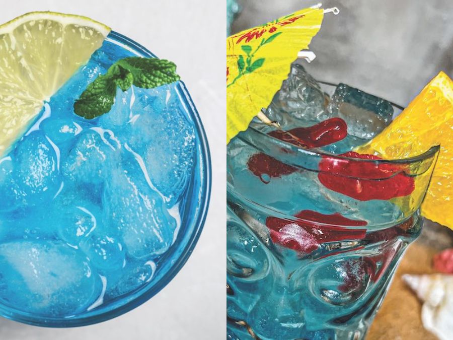 Tropical blue cocktails