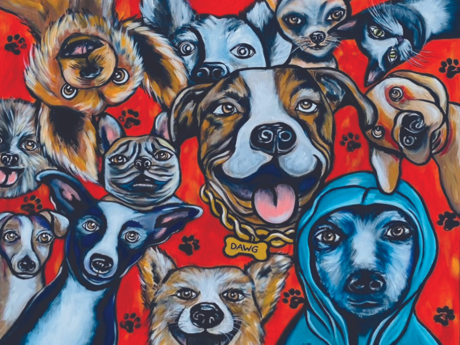 Dog Collage Artwork painted by Julie Jones
