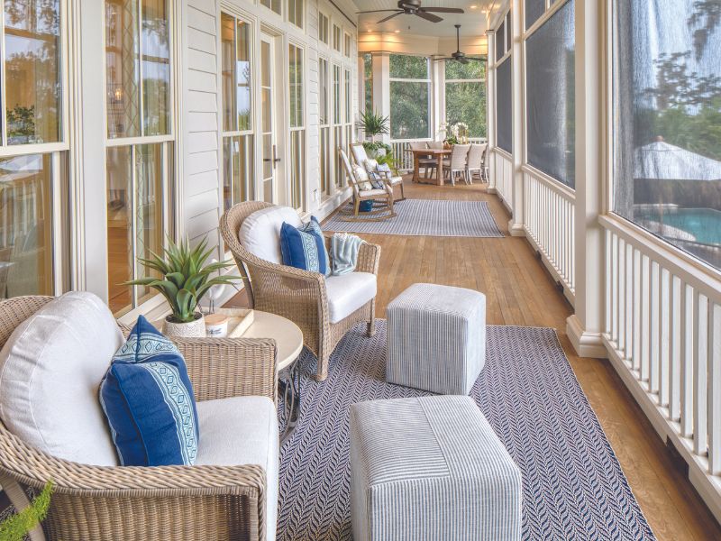 Outdoor balcony with furniture