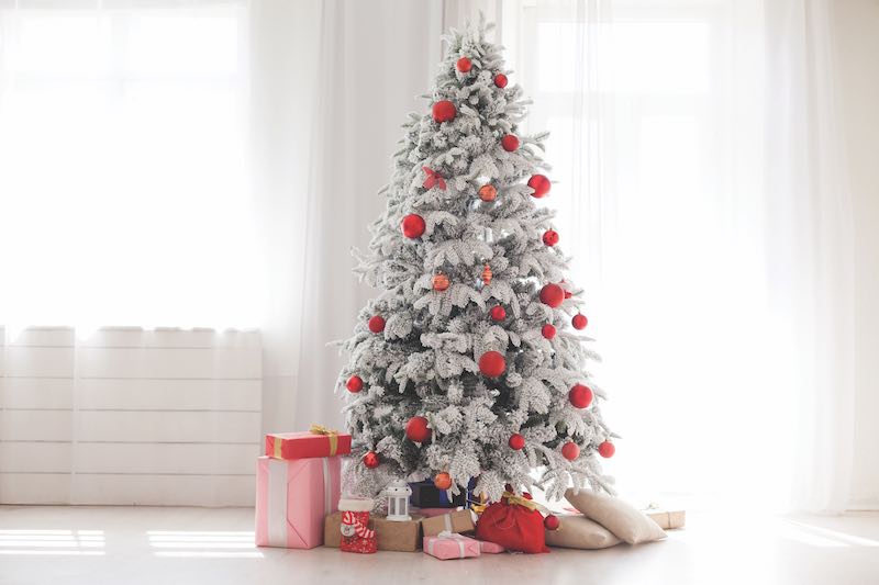 Christmas Home Interior with White Christmas tree