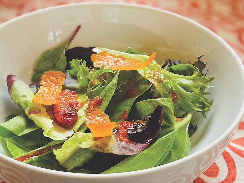 Baby greens with  Blood orange vinaigrette