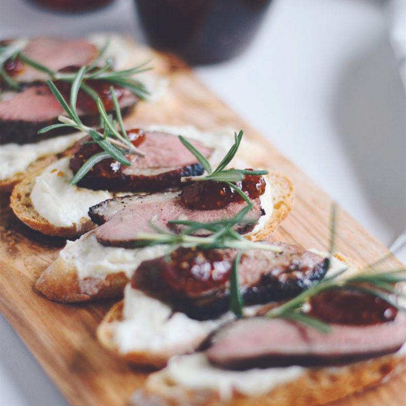Duck Confit Crostini with Parsnip Puree & Fig