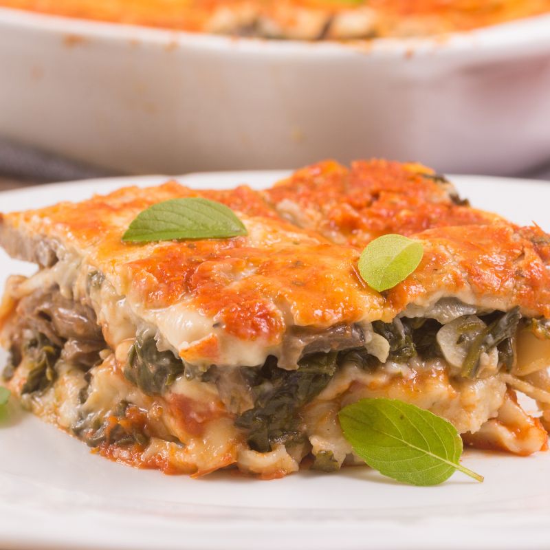 Spinach, Mushroom & Pesto Lasagna
