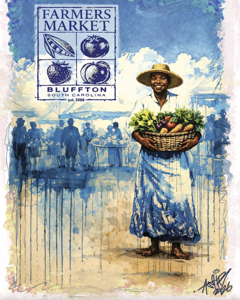 The Farmers Market of Bluffton has unveiled a new logo and poster by artist Amiri Farris