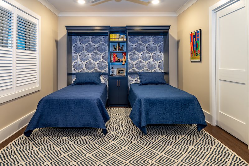 Hideaway beds pulled out to turn into a guest room