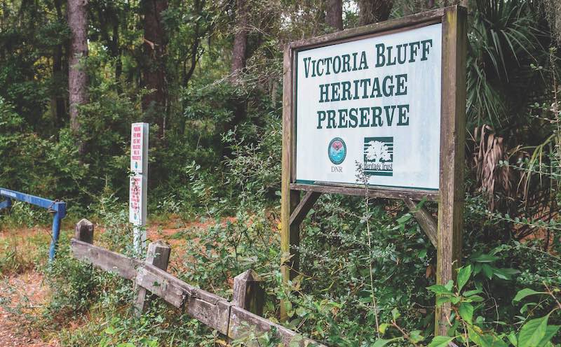Victoria Bluff Heritage Preserve Sign at Trail Entrance