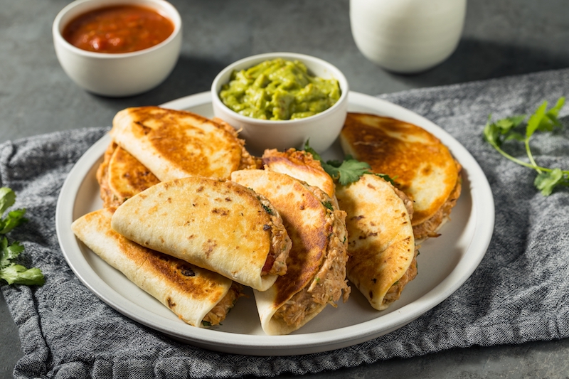 Homemade Mini Chicken Quesadillas with Salsa and Guac