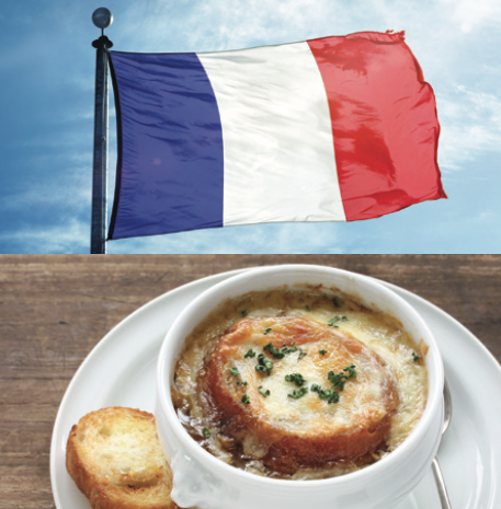 France flag with french dish