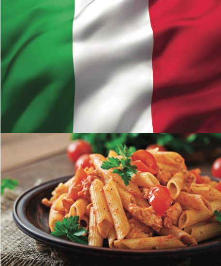 Italian dish and Italy Flag