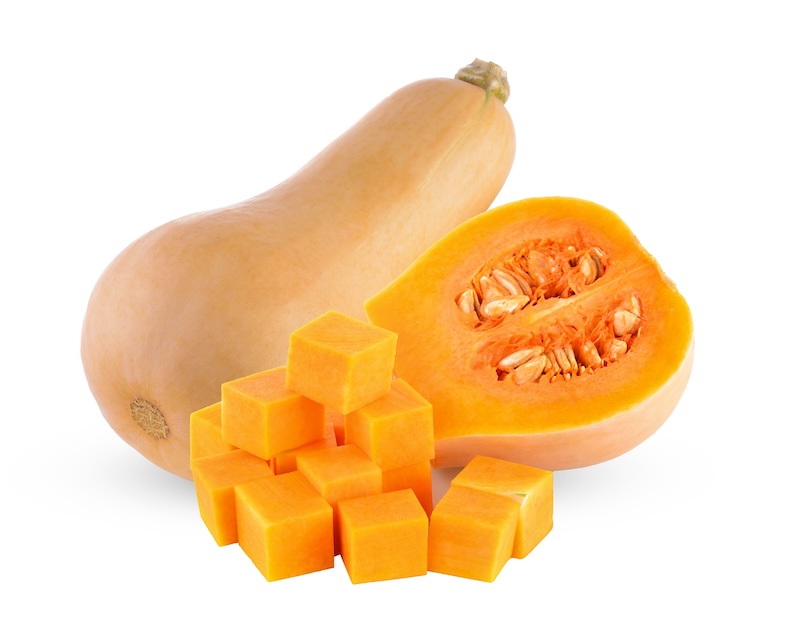 butternut squash on white background
