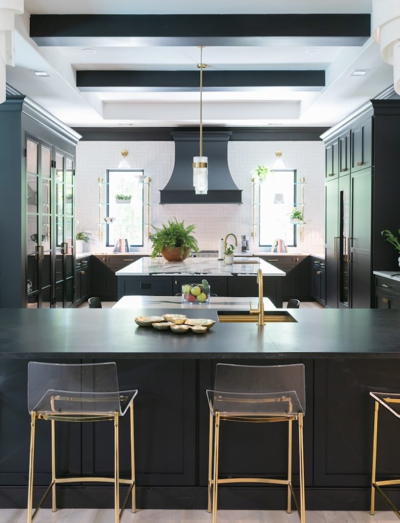 Black and gold modern kitchen with bold statement