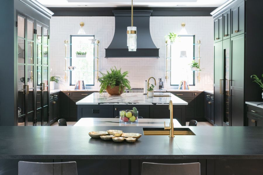 Black and gold toned kitchen