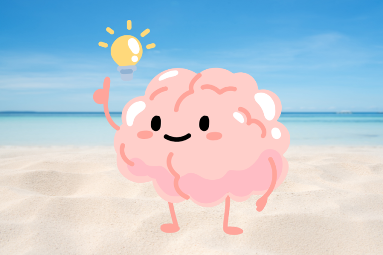 Brain graphic on the beach