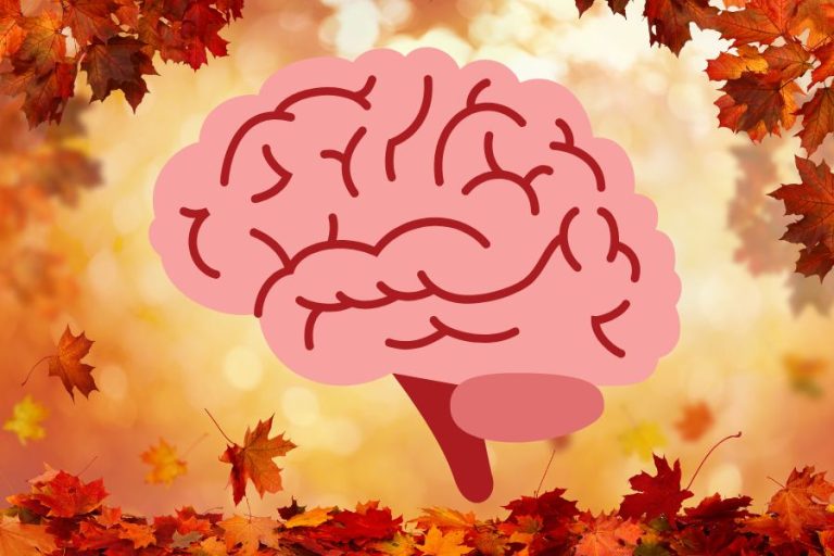 September 2025 Mensa Image with a brain graphic and fall background