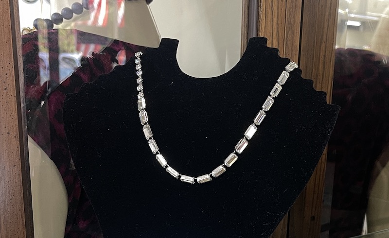 St. Francis thrift shop Fenichel clear crystal rhinestone wedding necklace 
