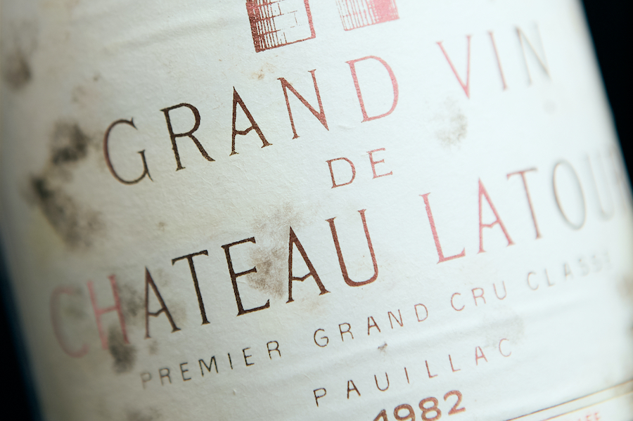 Label of a 1982 vintage Grand Vin de Chateau Latour wine.