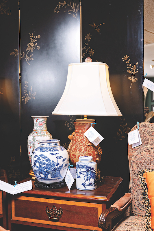 Antique lamp and ceramics at Michael and Co. Antiques
