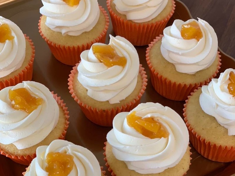 Ghost Pepper-Peach Frosting cupcakes
