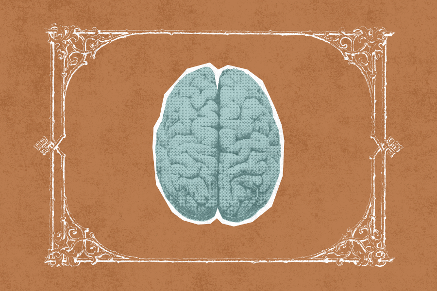 October Mensa puzzle brain vintage spooky Halloween picture