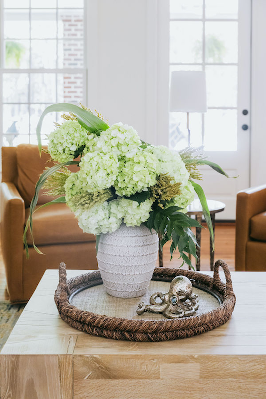 October hydrangea floral arrangement green florals