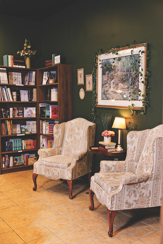 Seating area in Emry's Bookshop on Hilton Head Island