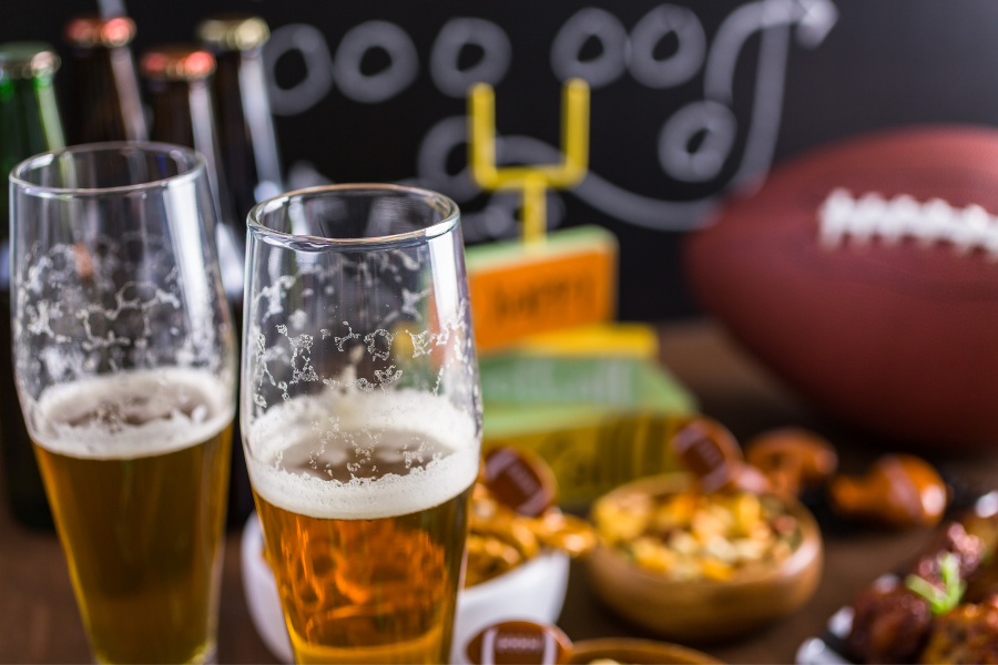 Football beer and food