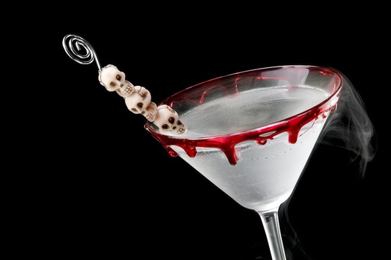 Halloween skull martini, close up