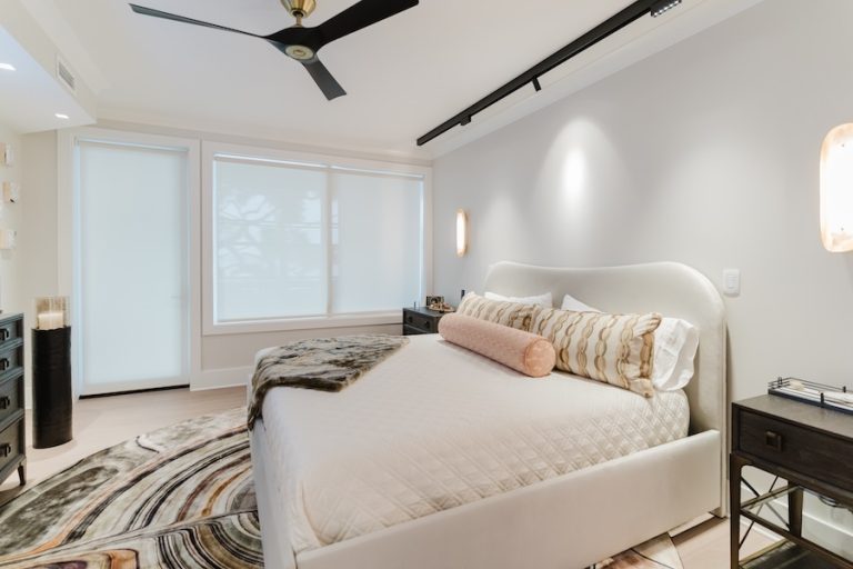 Bedroom with unique lighting