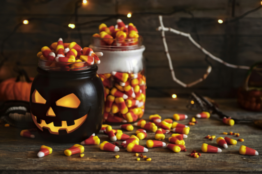 Halloween candy and background