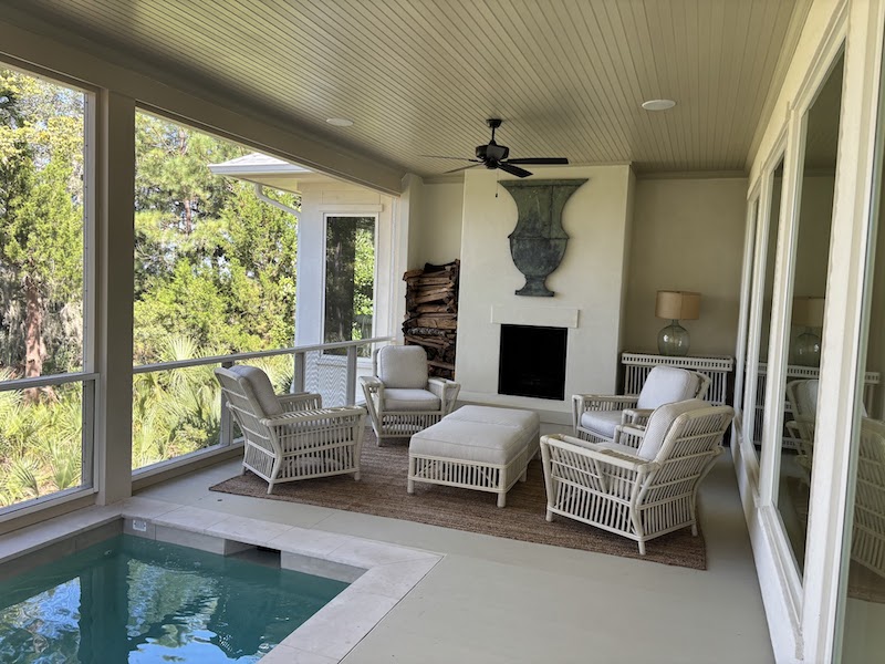 Seitzmans home porch with spa Dataw Island