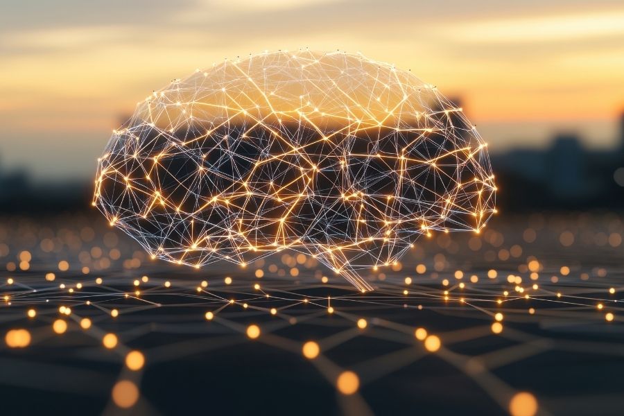 Brain Image with lights throughout