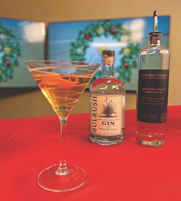 Spiced pear martini from Roller's Wine and Spirits Holiday cocktail 2025