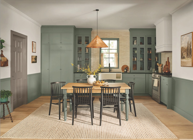 Valspar Warm Eucalyptus room example color of the year 2026