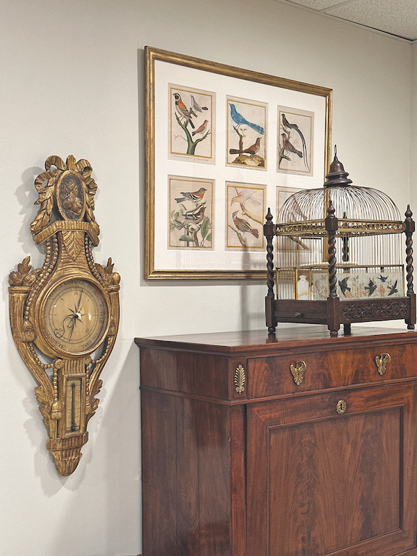 Amy Heinrich Antiques and Interiors, Birdhouse on Chest Maison Beaufort February 2026 vendor