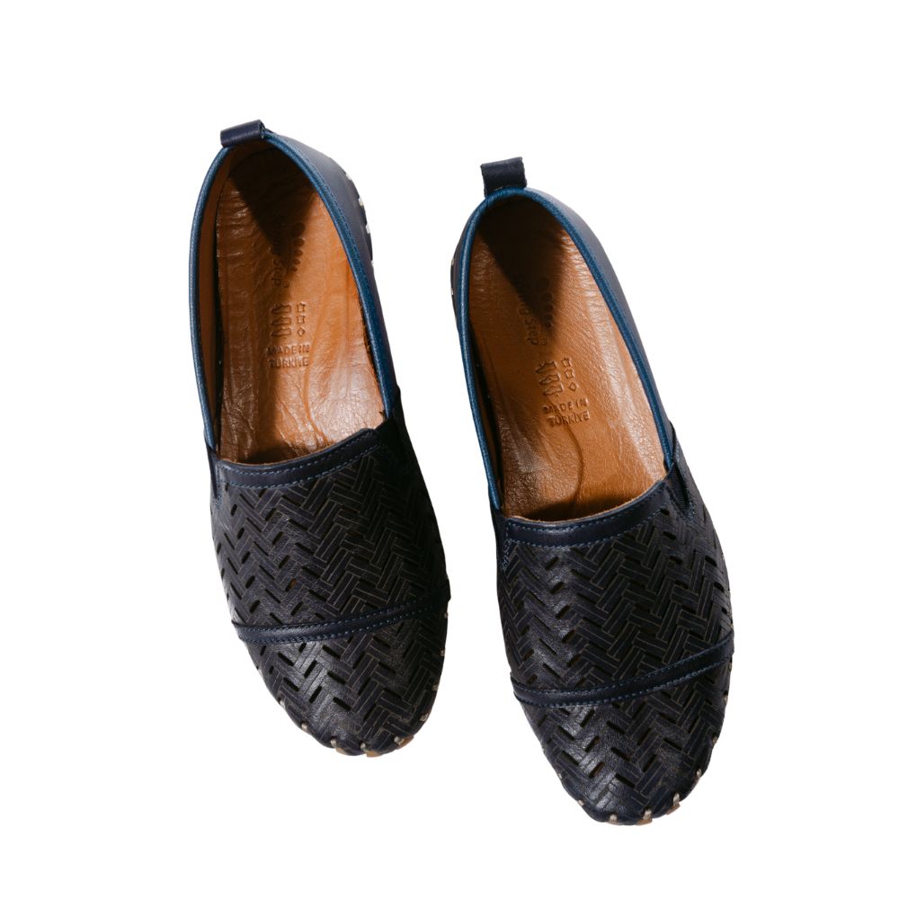 Blue textured slip-on loafers from Currents