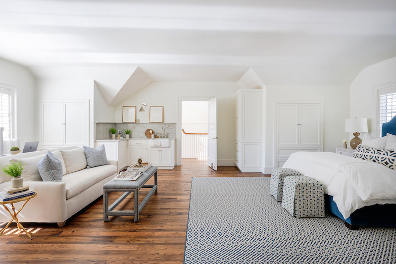 Master suite in Palmetto Bluff home designed by Pearce Scott Architects and Leah Bailey Interiors