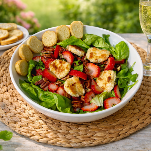 Strawberry goat cheese salad