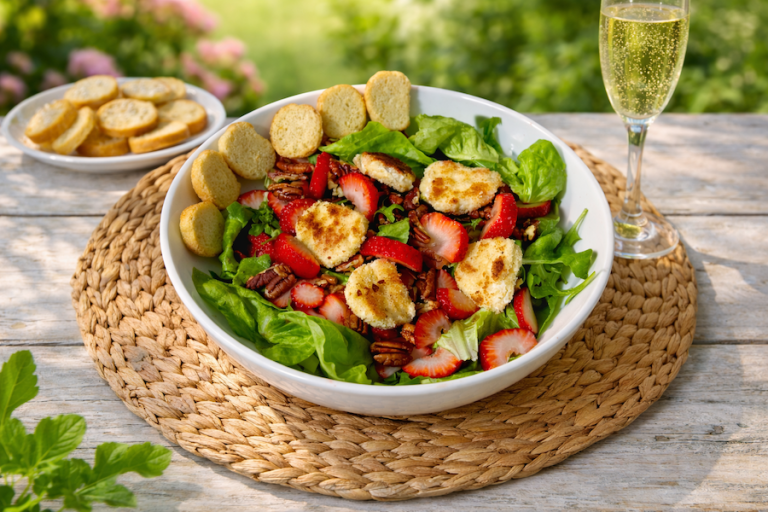 Strawberry goat cheese salad