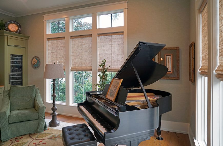 How Woven Wood Shades Enhance Stunning Marsh Views in This Belfair Home