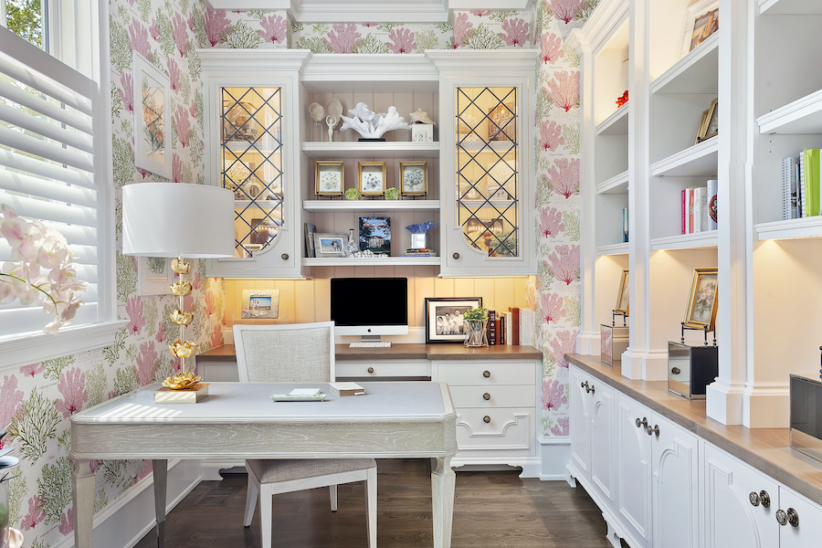 Sea Pines home office by Pyramids and Group 3 Designs coastal interior design