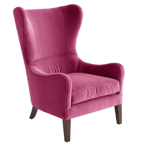 pink purple magenta armchair Sea Pines home office by Pyramids and Group 3 Designs coastal interior design