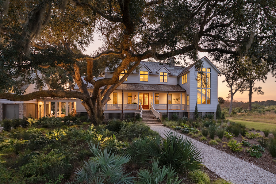 2024 Southern Living Idea Home Kiawah Island exterior sunset tabby path