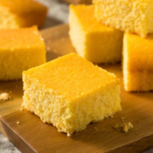 Homemade Cut Up Cornbread Ready to Eat