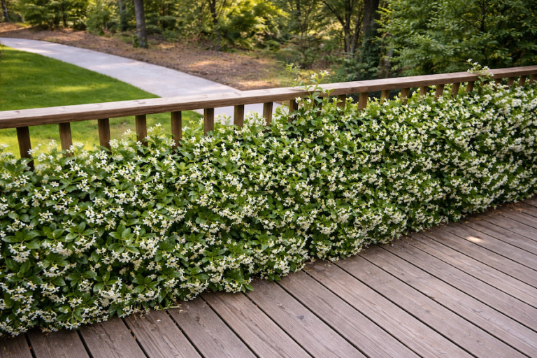 Confederate jasmine blooming in mid-April through June