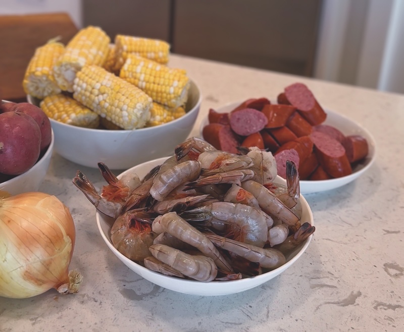 Lowcountry Boil Ingredients on counter