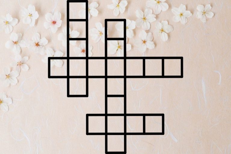 Crossword Puzzle on pink floral background
